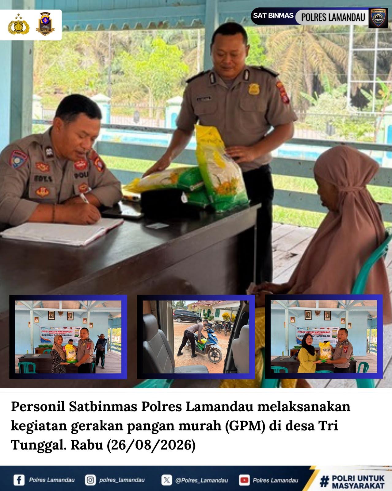 Satbinmas Polres Lamandau Hadir dalam Gerakan Pangan Murah di Desa Tri Tunggal